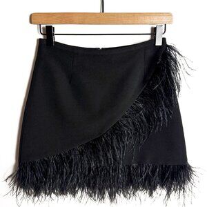 SAYLOR Faux Wrap Black Mini With Ostrich Feather Detail Size XS/S